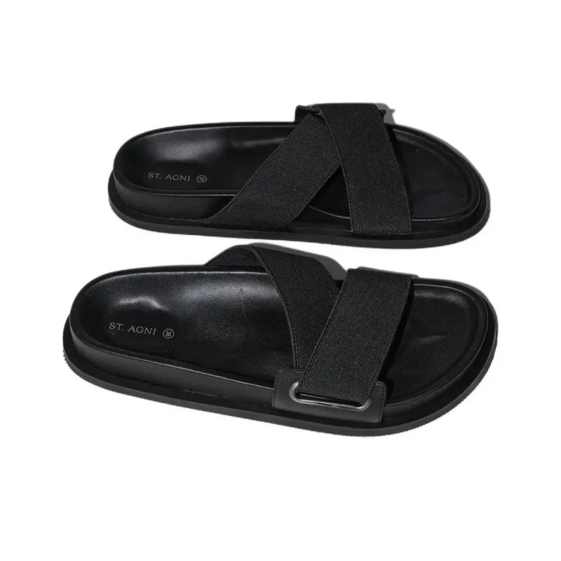 ST. AGNI Slide Slippers Women's Black-3