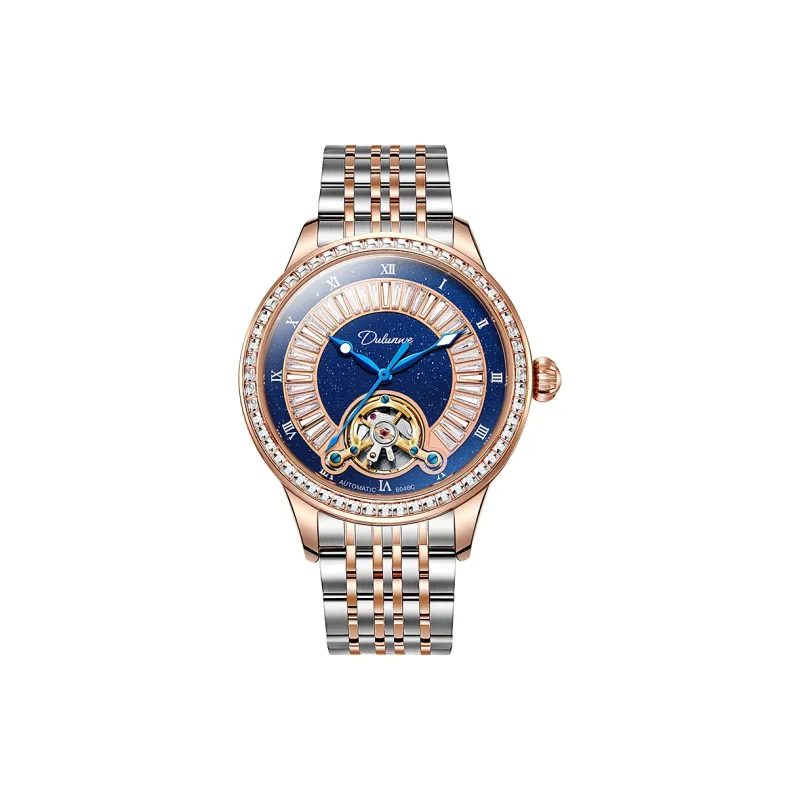 Dulunwe Automatic Mechanical Movement Stainless Steel Watchband Watch Men's Watches Gold Dial-0