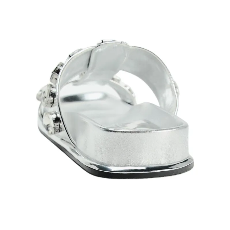 ZARA Trf Slip-Resistant Abrasion-Resistant Slide Slippers Women's Silver-4