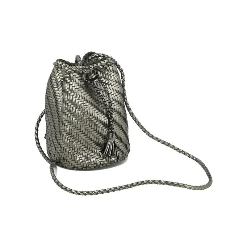 Dragon Diffusion Leather Shoulder Bag Women's Gray Silver-2