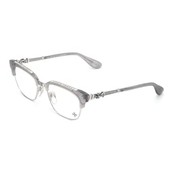 Chrome Hearts Plate And Metal Square Eyeglass Frames Unisex Smoke Gray