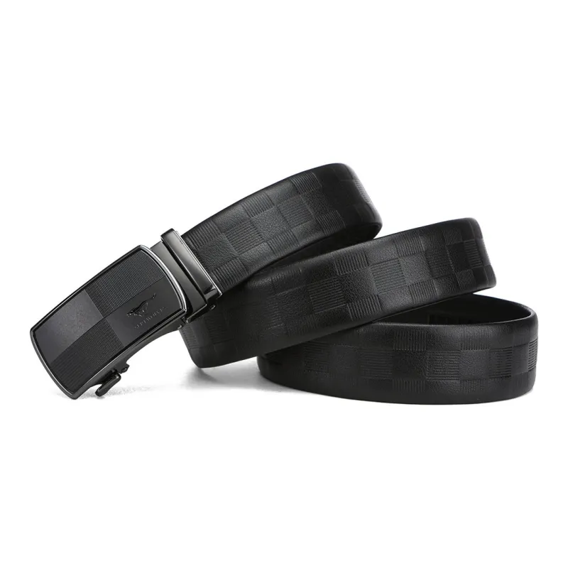 SEPTWOLVES New Arrival Business Inner Wear Automatic Buckle Leather Belts Men's Black Width 3.5CM-0