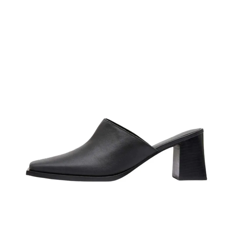ST. AGNI Closed Toe Slippers 7cm Women's Black-0
