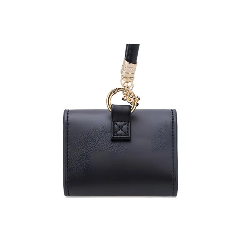 Palladium Polyurethane Earphone Case Storage Bag Unisex Black Oyster-3