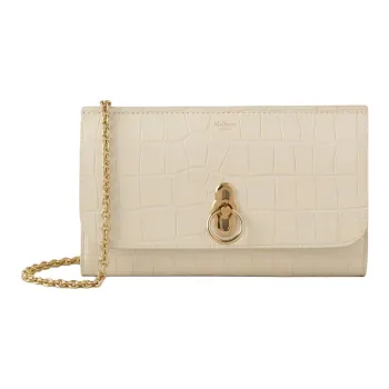 Mulberry Glossy Crocodile Pattern Leather One Shoulder Crossbody Clutches Small Size Women's Eggshell Yellow