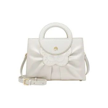 Ancient Yi Xi Cow Leather Cheongsam Mom Bag, Commute Shoulder Bag, Crossbody Bag Women's Euryale White