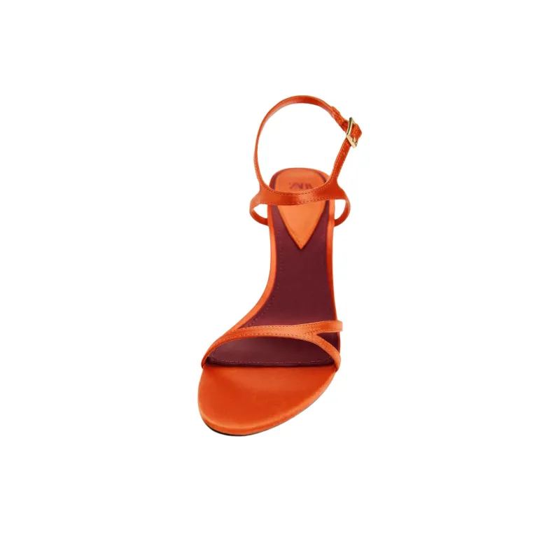 ZARA Trf Strap Sandals 10cm Women's Orange-2