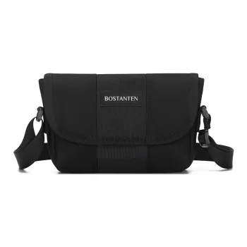 BOSTANTEN Oxford Crossbody Bag Unisex Black/Light Gray/Black & Green