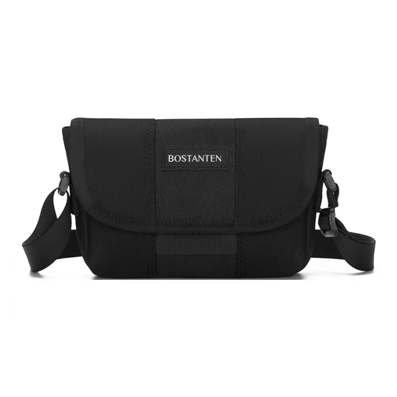 BOSTANTEN Oxford Crossbody Bag Unisex Black/Light Gray/Black & Green-0