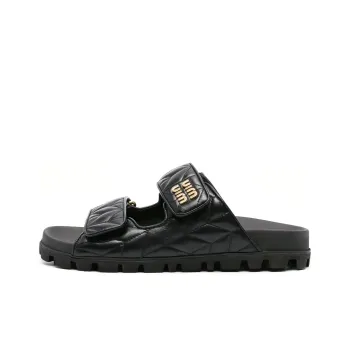 MIU MIU Matelassé Slide Slippers Women's Black