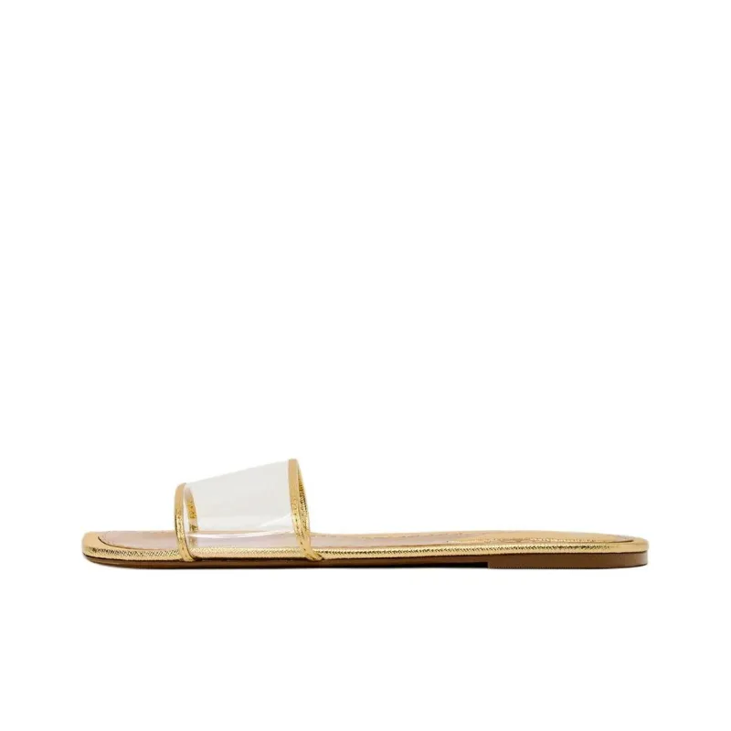 ZARA Abrasion-Resistant Slide Slippers 1cm Women's Gold-0