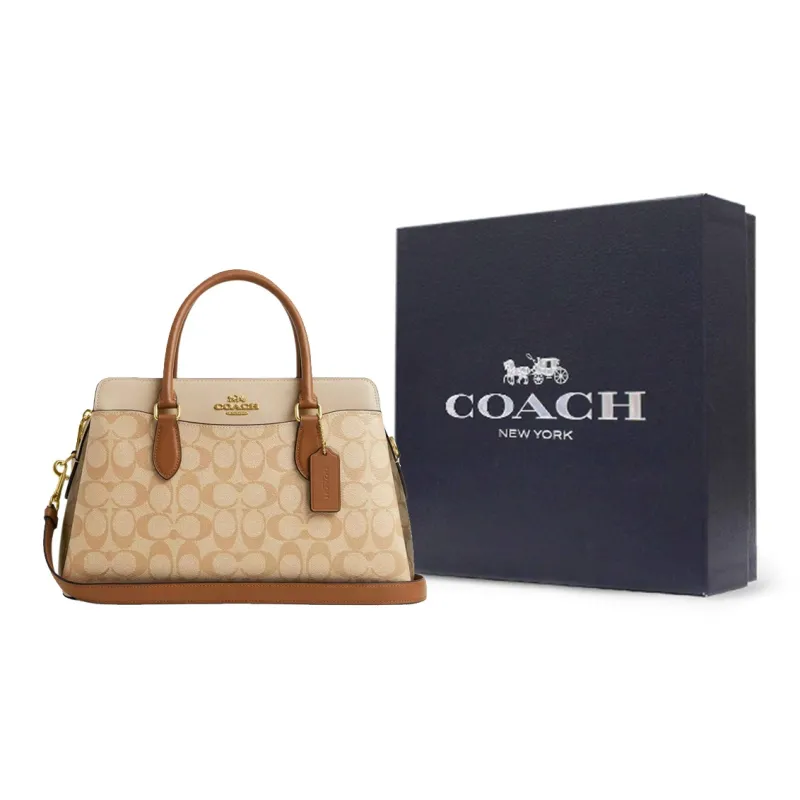 COACH Darcie Canvas Shoulder Bag Crossbody Bag Handbag Large Size Women's Light Khaki-6
