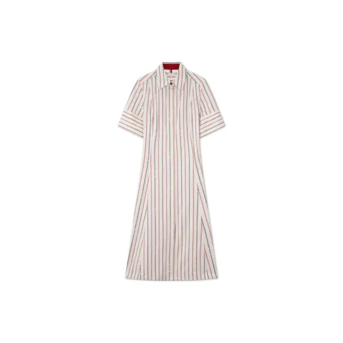 Tommy Hilfiger Short-Sleeved Dresses Women's White Stripes 03L