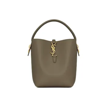 SAINT LAURENT Leather One Shoulder Handbag Small Size Women's Dark Musk