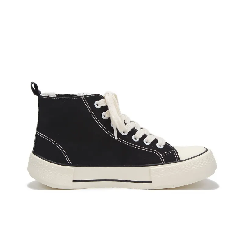 Yobn Anti Slip And Wear Resistant Breathable High Top Canvas Shoes Women's Black-2