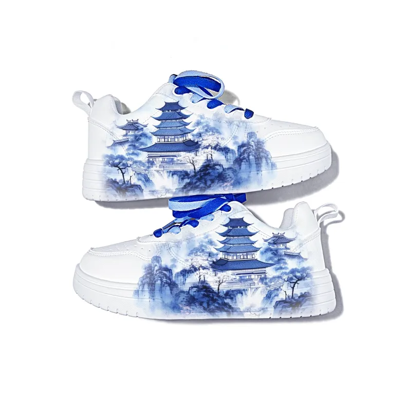 Cold Cicadas Yesterday Lightweight And Breathable Low-Top Skateboard Shoes Unisex White Blue-7