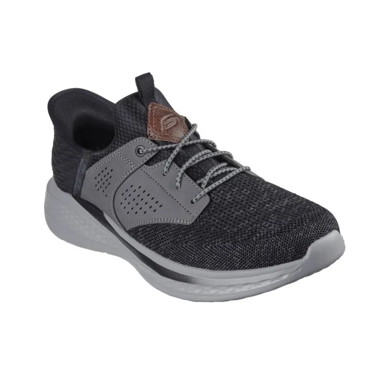Skechers Slip Ins Anti Slip Wear Resistant Low Top Casual Running Shoes Men's Black Gray-2