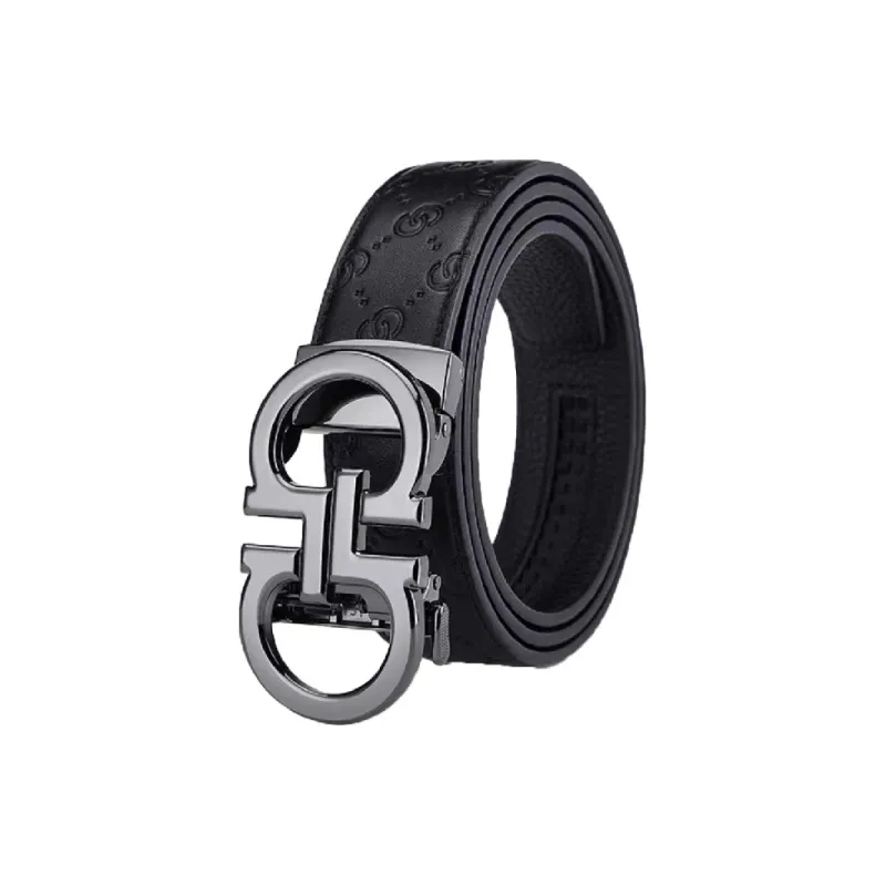 AUGTARLION Fashion Versatile Double G Lightweight Luxury Business Automatic Buckle Leather Belts Men's Width  3.5cm-0