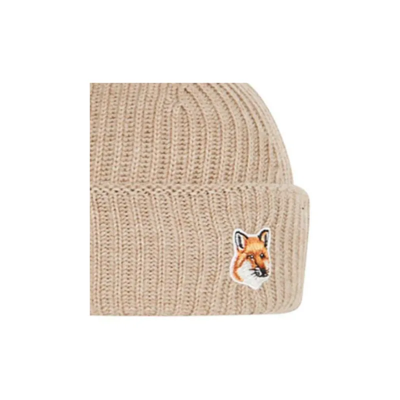 Maison Kitsune Wool Beanies Unisex Khaki-2