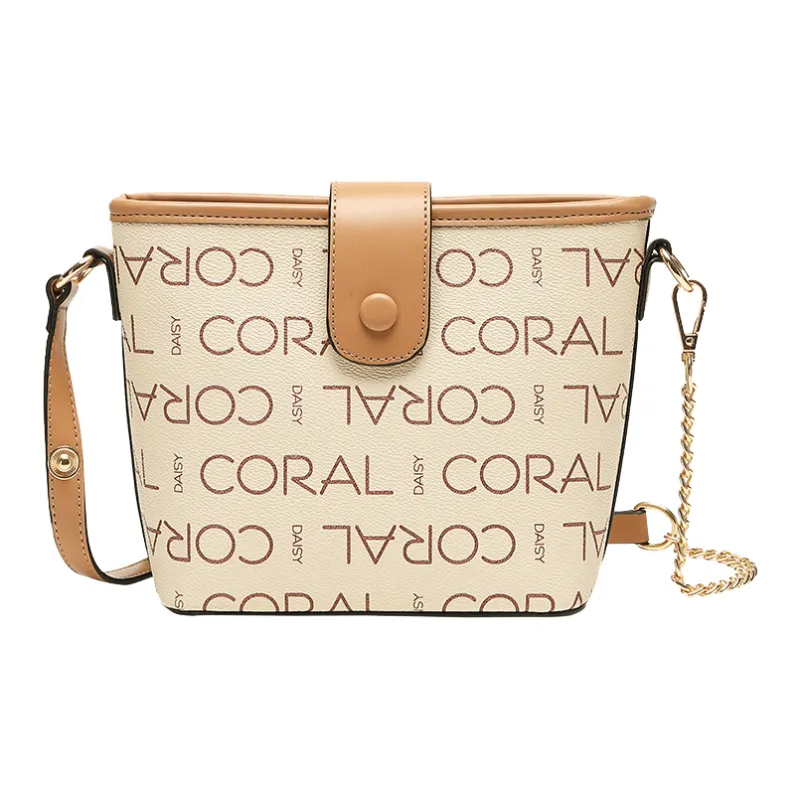 CORALDAISY Synthetic Leather Shoulder Bag Crossbody Bag Women's Ecru/Coffee-0