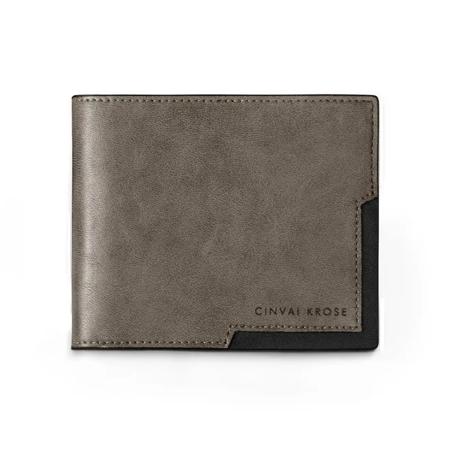 Simvay Clos Synthetic Leather Coin Purse ID Clutch Card Clip Holder Regular Men's Gray-1