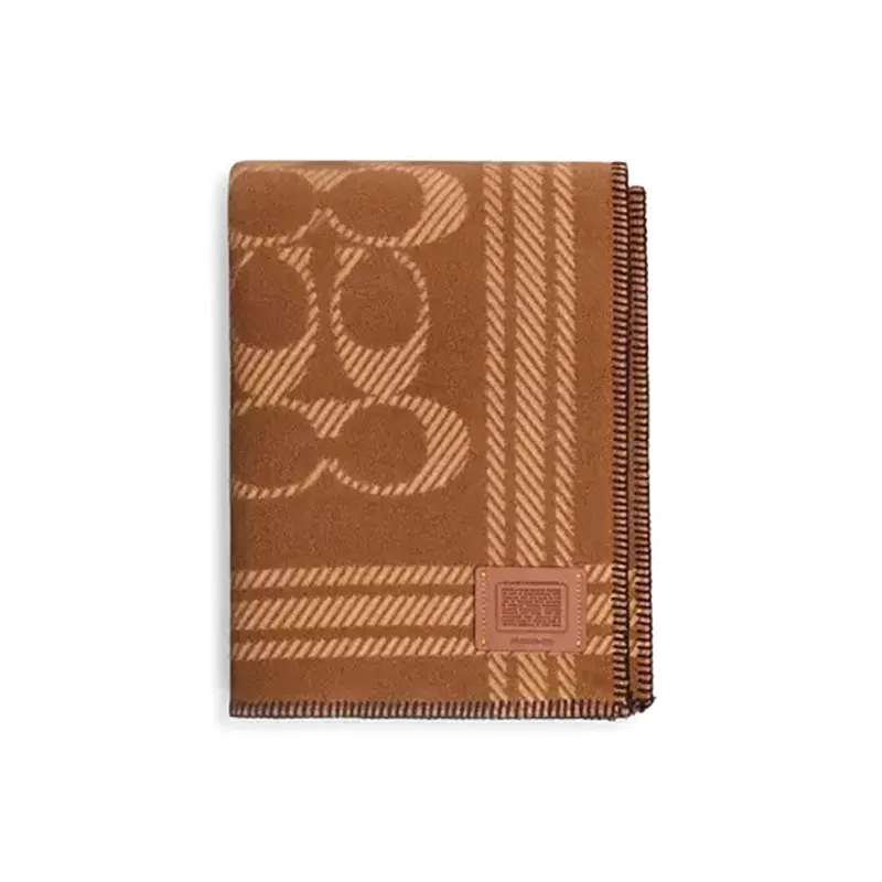 COACH Wool Cotton Shawls Women's Brown-0