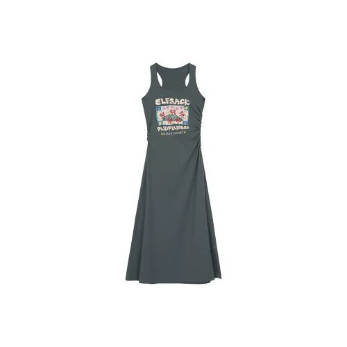 ELF SACK Slip Dresses Women's Vintage Deep Charcoal Gray