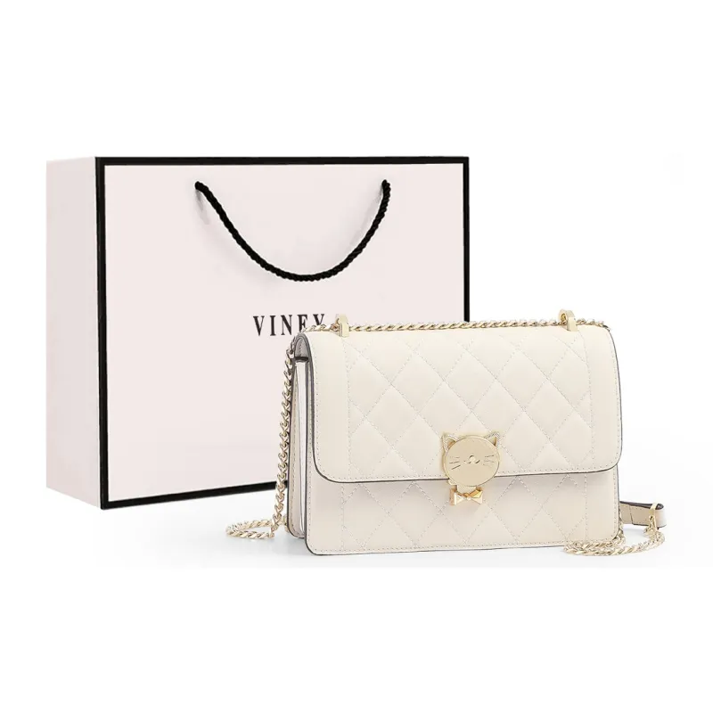 VINEY Cow Leather Shoulder Bag, Crossbody Bag, Small Square Bag Trumpets Women's Ecru-0
