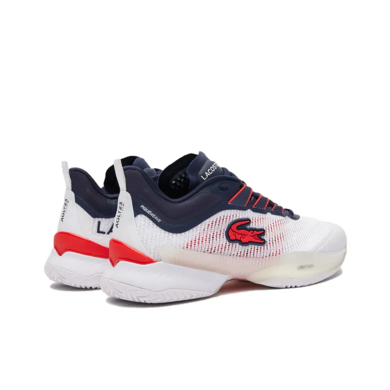 LACOSTE Low Top Tennis Shoes Men's White Blue Red-2