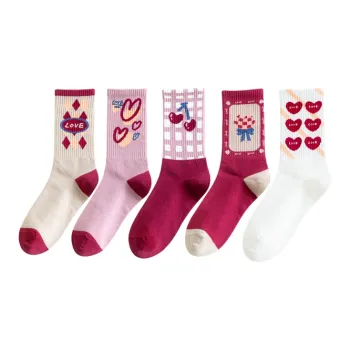AUGUST Mid Calf Socks Women's 5 Pack 100% Cotton