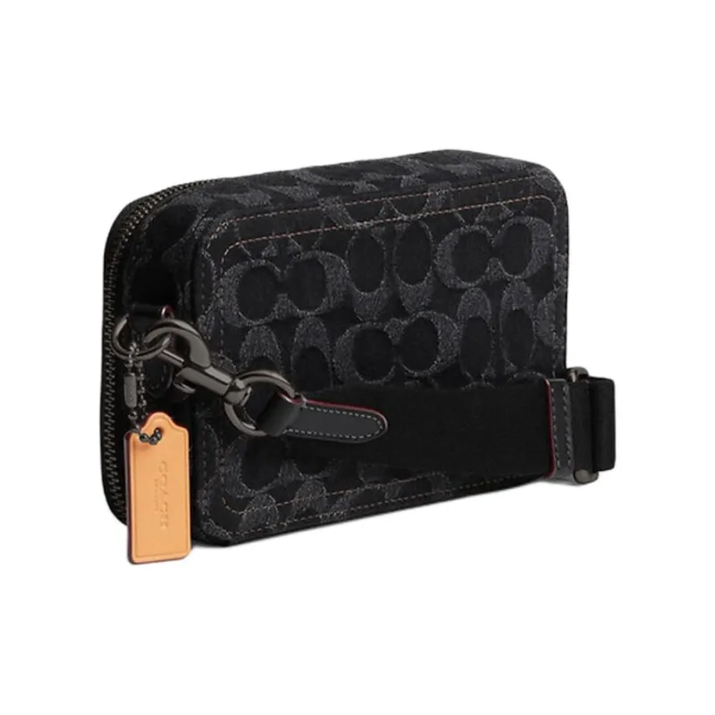 COACH Charter Iconic Denim With Refined Calfskin Shoulder Bag, Crossbody Bag Women's Black-2