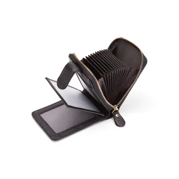 BOSTANTEN Leather Black/Coffee Card Holder Men's