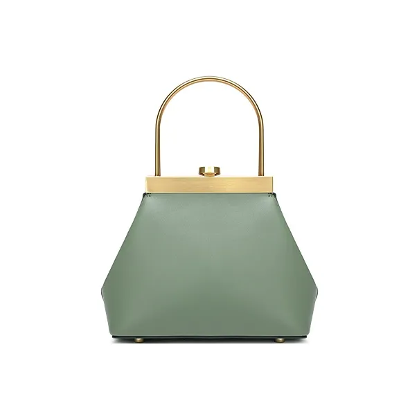 Ancient Yi Xi Cow Leather Cheongsam Coin Purse Handbag Women's Celadon Green-2