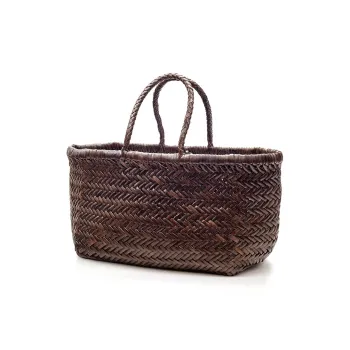 Dragon Diffusion Cow Leather Handbag Small Size Unisex Coffee/Gold Brown/White