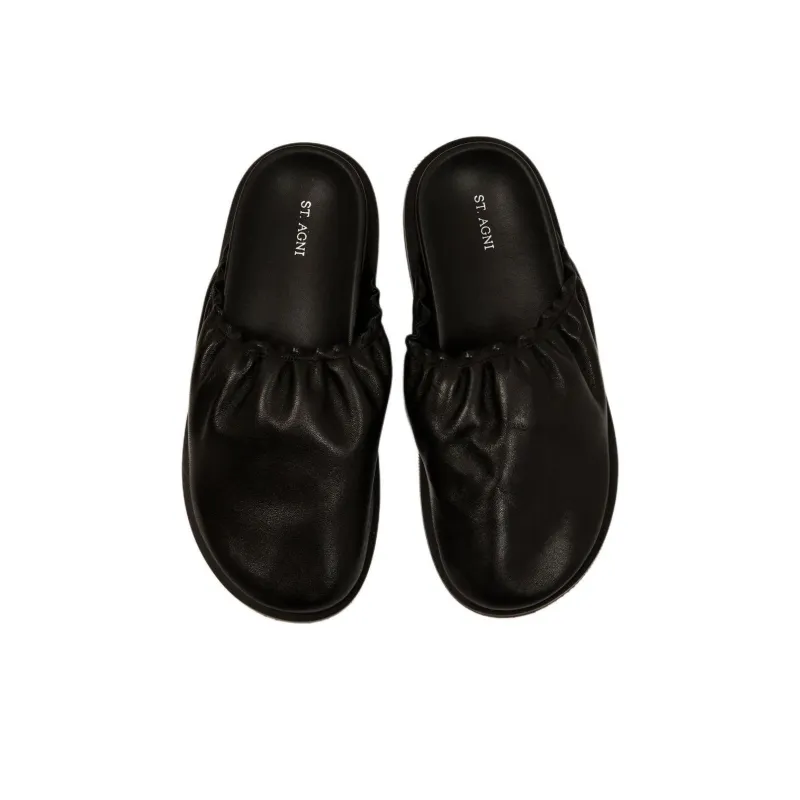 ST. AGNI Wrap-toe Slippers Women's Black-2