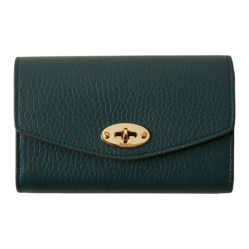 Mulberry Darley Coarse Grain Leather Wallet Medium Size Women's Classic Green-0