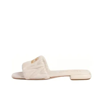 MIU MIU Matelassé Slide Slippers Women's White