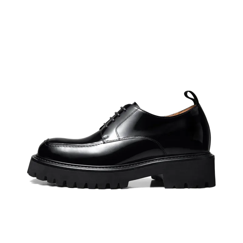 Zuti Trendy Versatile Shiny Derby Shoes Casual Shoes Approx. 7.5cm Men's Black-0