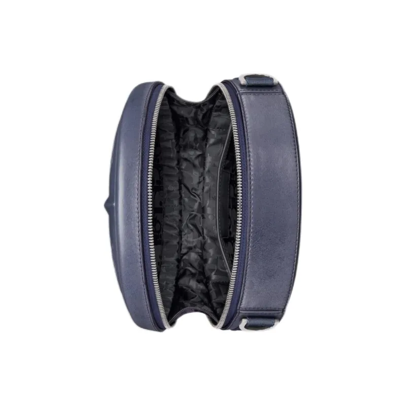 DIOR STONE ISLAND Smooth Cow Leather Small Round Bag, Shoulder Bag, Crossbody Bag Men's Blue-4