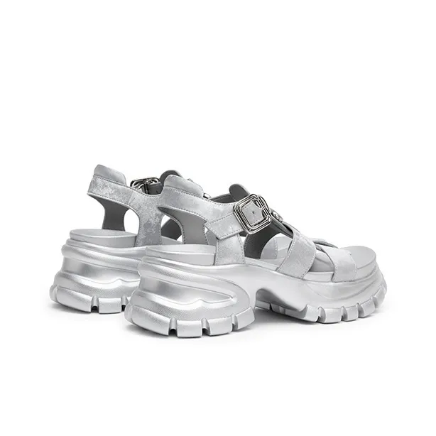 SUGARSU Beach Sandals Women's Silver-4