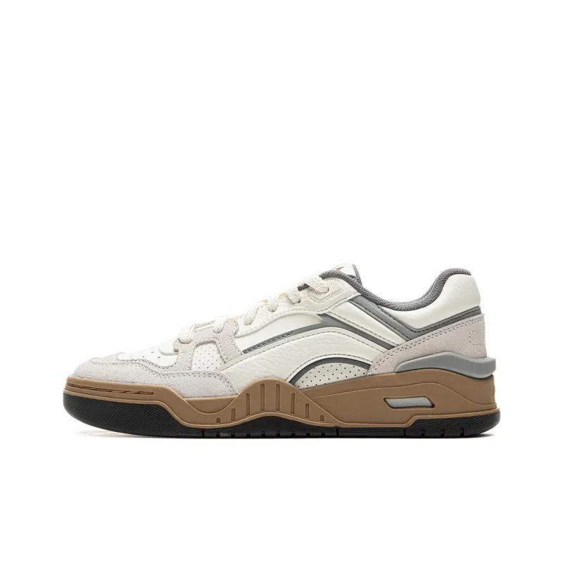 LiNing Moon White 2.0 Anti Slip And Wear Resistant Breathable Low Top Skateboard Shoes Women's Ecru-0