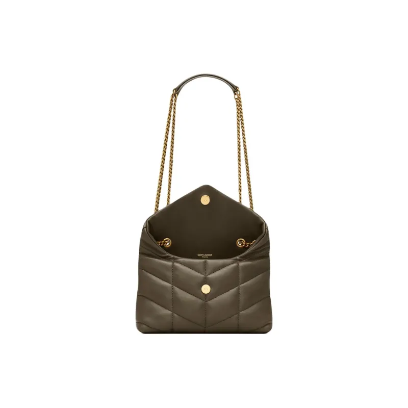 SAINT LAURENT PUFFER Sheepskin Portable Crossbody Bag, Shoulder Bag Mini Women's Light Musk-5
