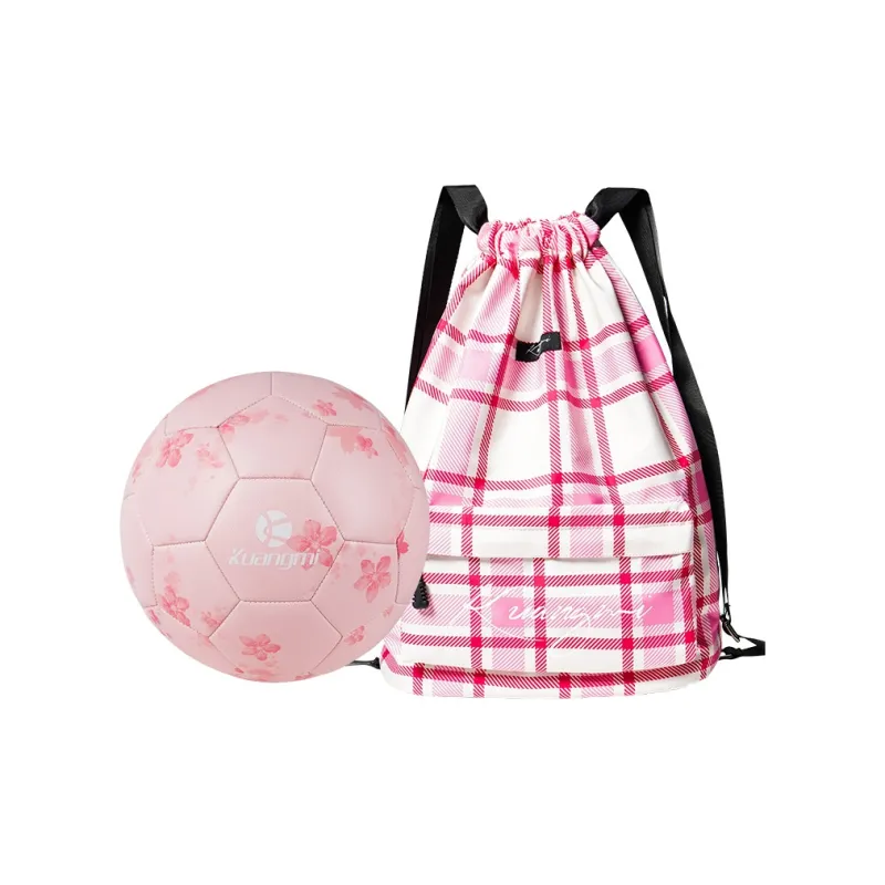 Kuangmi Size 5 Soccer PU Machine Stitched Soccer Ball Unisex Pink-9
