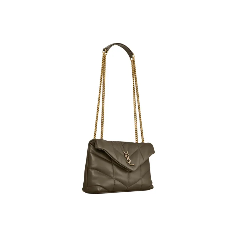 SAINT LAURENT PUFFER Sheepskin Portable Crossbody Bag, Shoulder Bag Mini Women's Light Musk-1