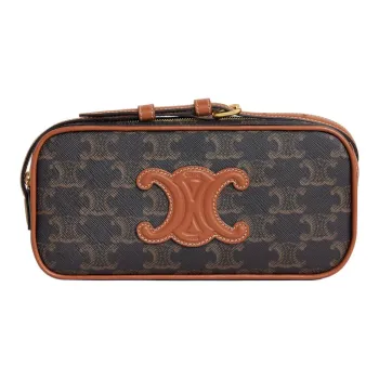 CELINE Cuir Triomphe Triumph Cow Leather Camera Bags Messenger Bag Shoulder Bag Crossbody Bag Mini Women's Tawny
