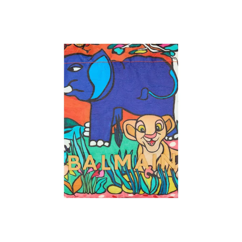 BALMAIN Disney Collaboration Cotton Tote Bag Shopping Bag Handbag Extra Large Kids' Orange & Multicolor-3