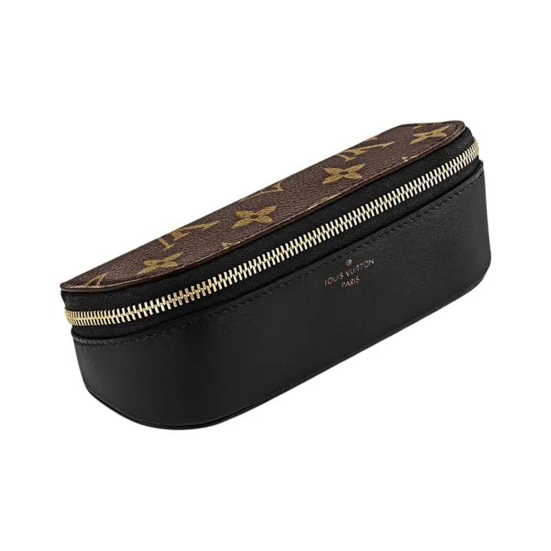 LOUIS VUITTON Monogram Canvas With Leather Eyeglass Pouch Tubas Unisex Brown-2