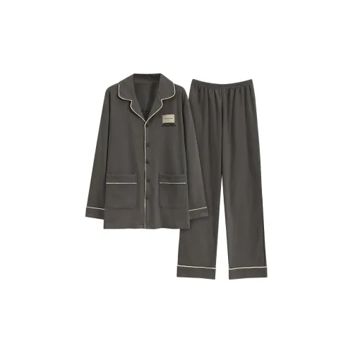 Sleep Students Dormitory Home Outerwear-Ready Loungewear Minimalist Style Plus Size Men's Dark Gray
