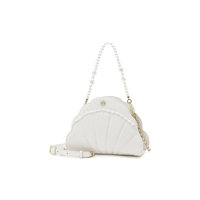 Ancient Yi Xi Cow Leather Niche Design Crossbody Bag, Dome Bag, Handheld Cheongsam Bag Women's Ecru-1