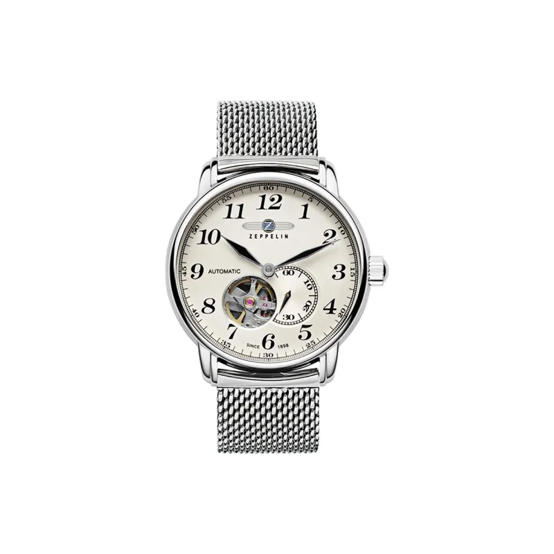 ZEPPELIN Piaget Collection Automatic Mechanical Movement Men's Watches Watch 40 White Dial Stainless Steel Watchband-0